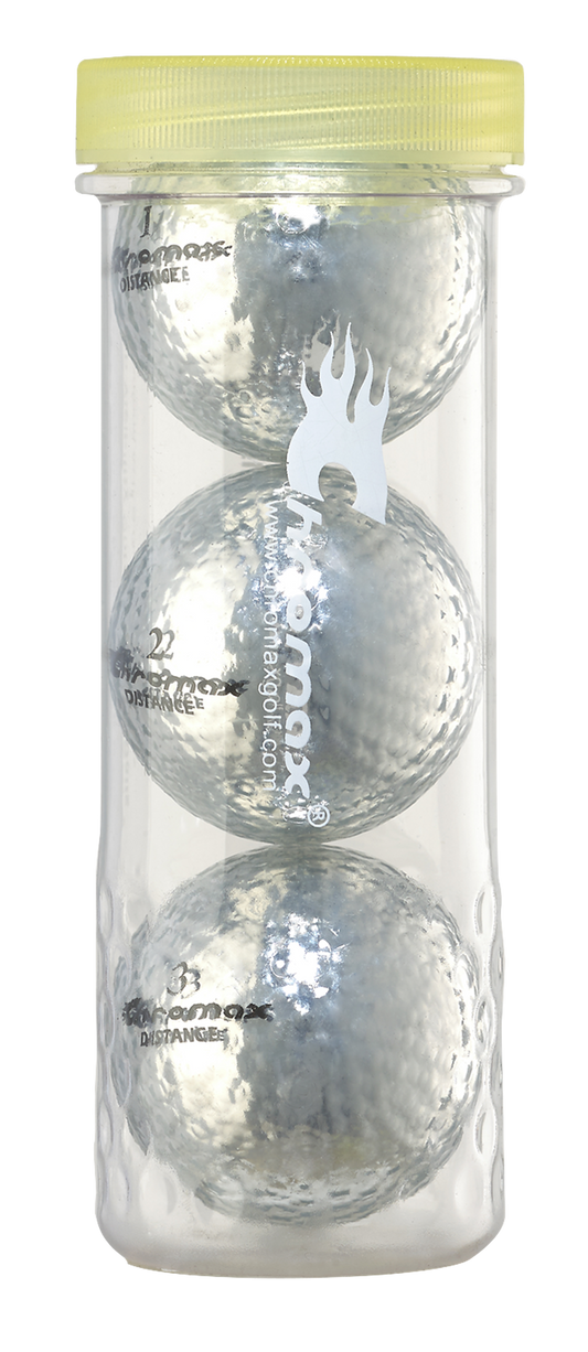Silver Golf Balls - Chromax Distance 3 Ball Tube