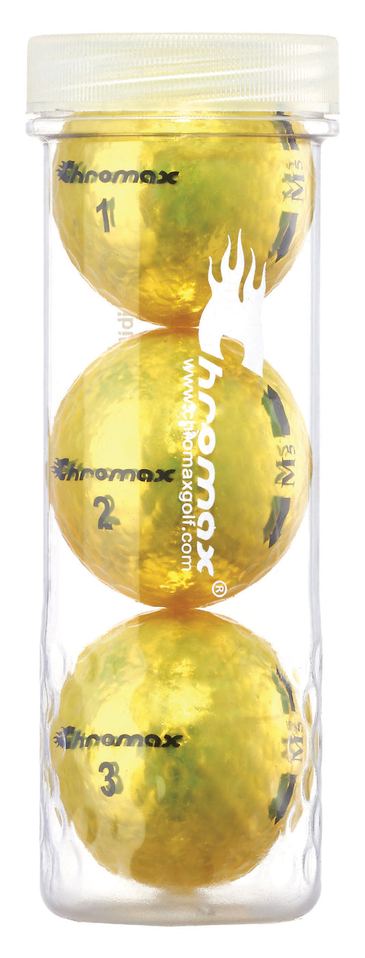 Chromax® Colored Yellow Golf Balls - Metallic M5 3 Ball Tube