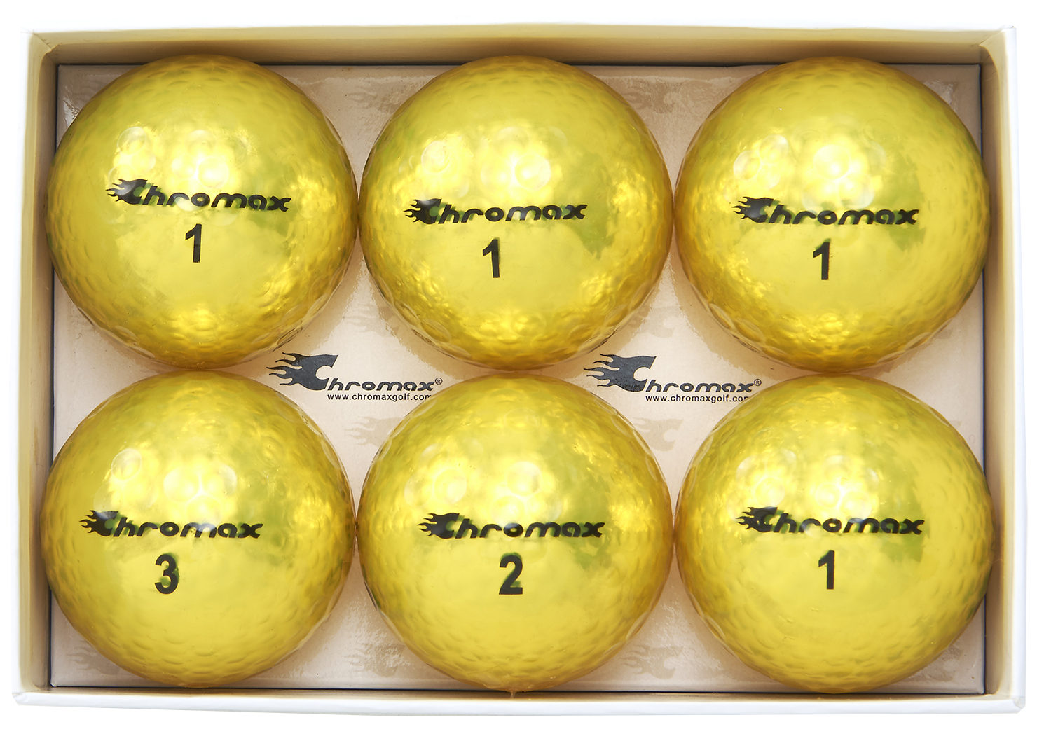 Chromax® Colored Yellow Golf Balls - Metallic M5 6 Ball Pack Chromax® Colored Yellow Golf Balls - Metallic M5 6 Ball Pack