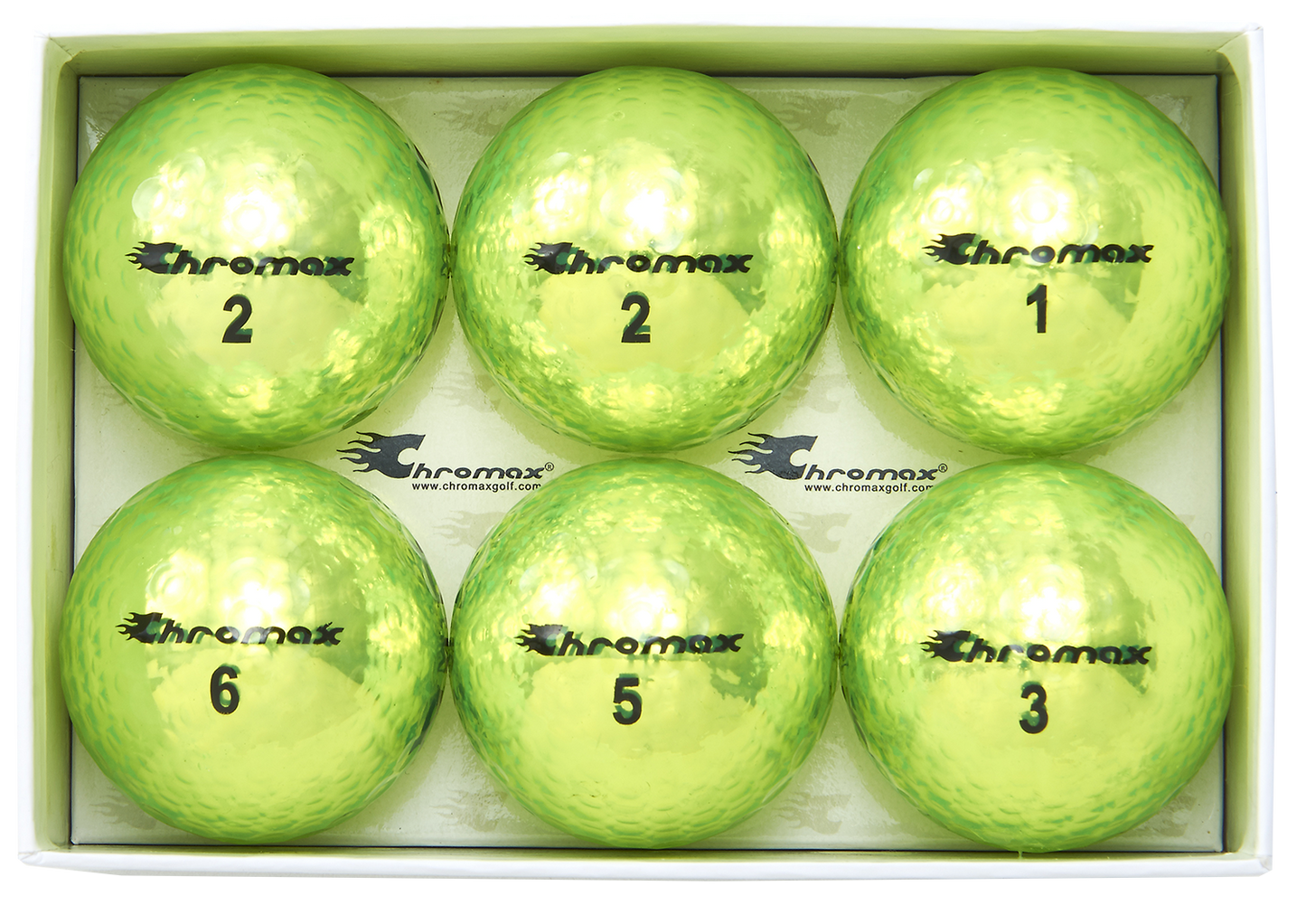 Chromax® Colored Green Neon Golf Balls - Metallic M5 6 Ball Pack