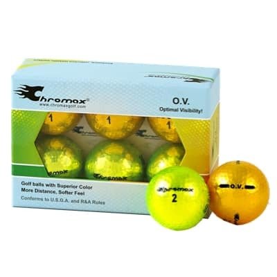 Green Neon & Gold Golf Balls- Chromax O.V. Half Dozen