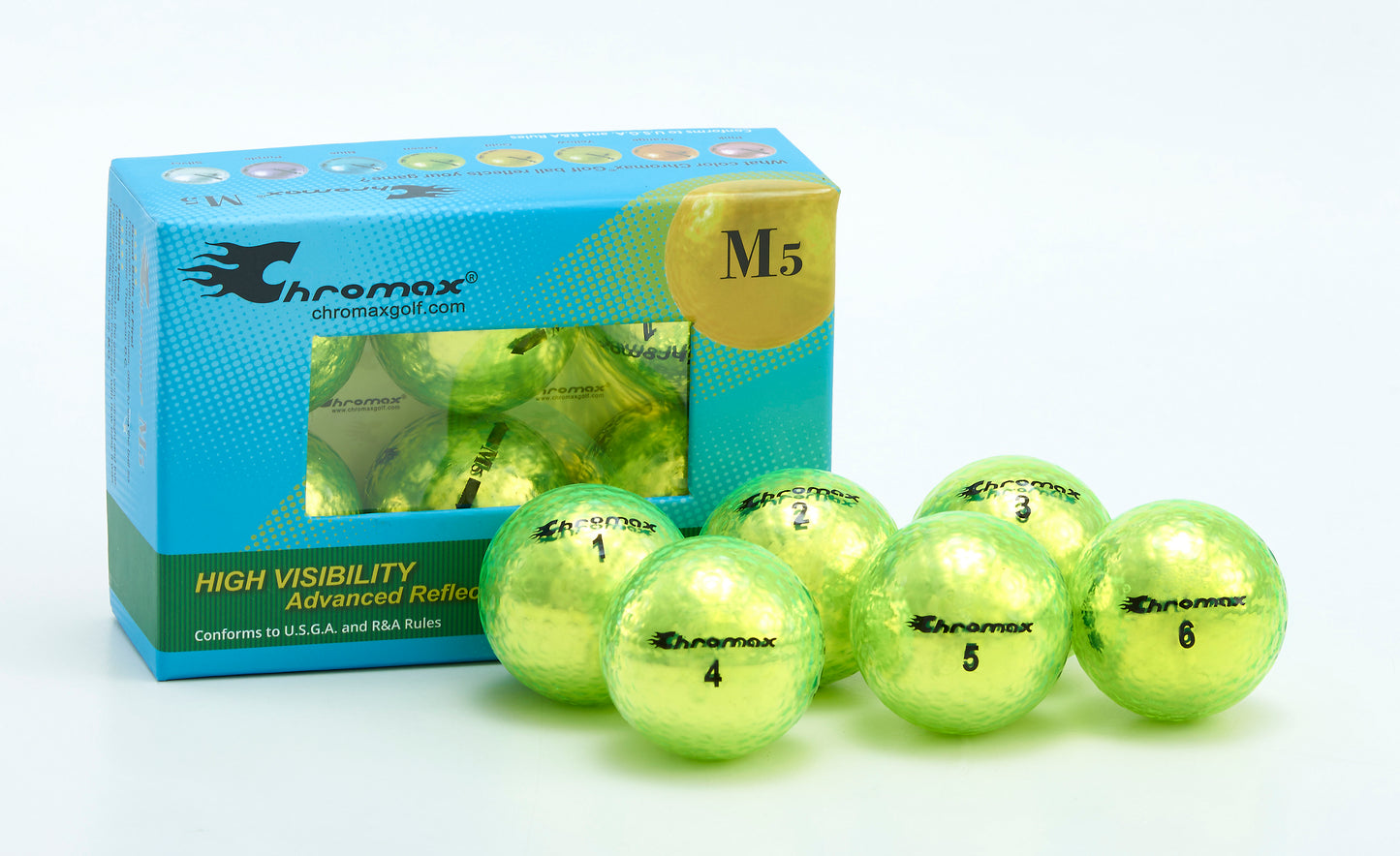 Chromax® Colored Green Neon Golf Balls - Metallic M5 6 Ball Pack